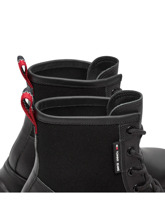 Tommy Jeans Bakancs Tommy Jeans Tjw Chunky Lace Up Boot Mix Mat EN0EN02554 Fekete