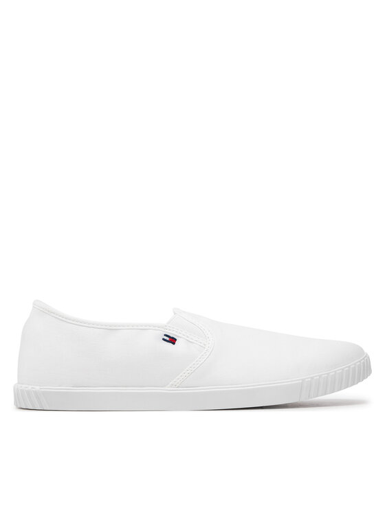 Tommy Hilfiger Tenisky Tommy Hilfiger Canvas Slip-On Sneaker FW0FW07806 Biela