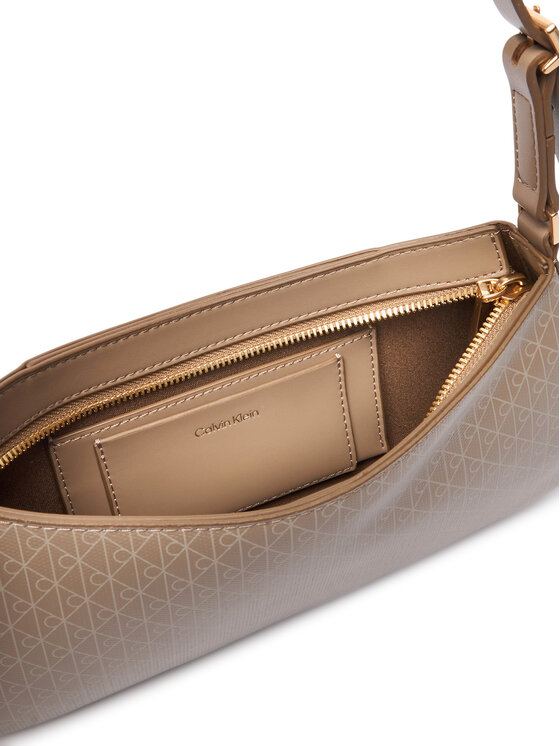 Calvin Klein Torbica Calvin Klein Emblem Aop Small Shoulder Bag LV04F3324G Bež