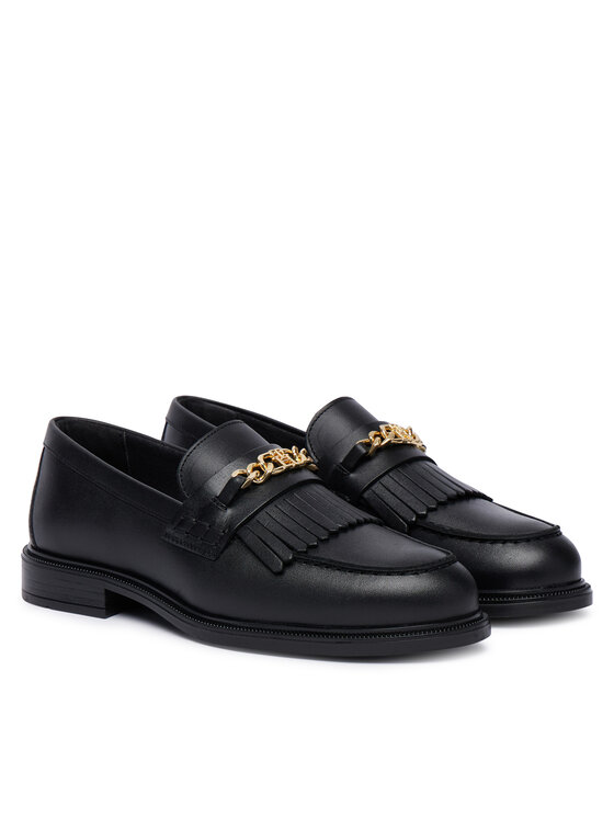 Tommy Hilfiger лоуфъри с дебела подметка Tommy Hilfiger Th Chain Fringe Leather Loafer FW0FW09668 Черен