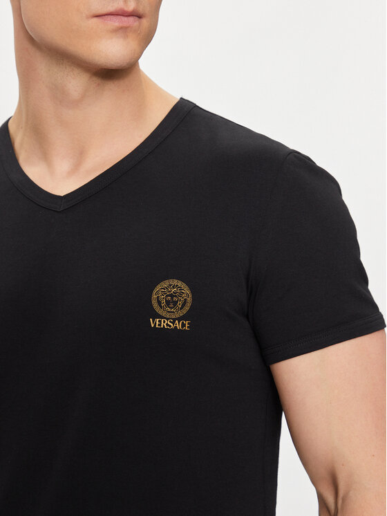 Versace Versace Комплект футболок AU10193 Чорний Slim Fit
