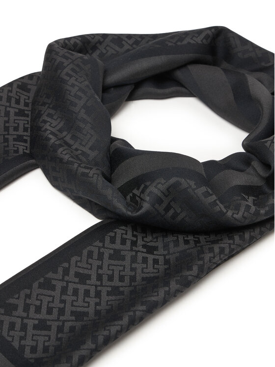 Tommy Hilfiger Fular Tommy Hilfiger Th Monogram Scarf AW0AW18273 Negru