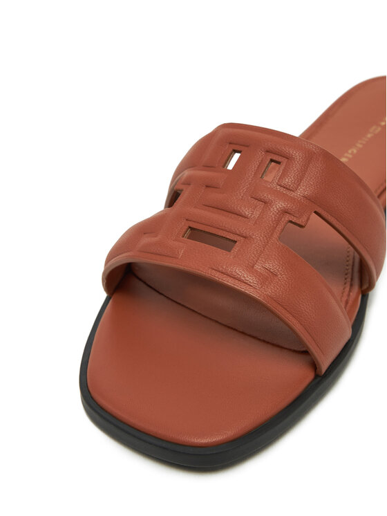 Tommy Hilfiger Natikače Tommy Hilfiger Th Logo Strap Mule FW0FW08671 Smeđa