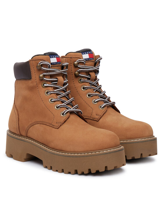 Tommy Jeans Trapper stila apavi Tommy Jeans Tjw Platform Nubuck Boots EN0EN03114 Bēšs
