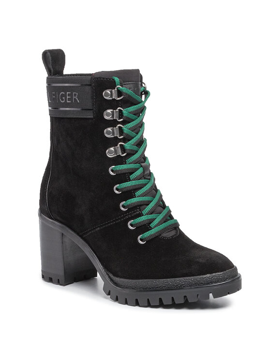Tommy Hilfiger Kotníková obuv Tommy Hilfiger Sporty Outdoor Mid Heel Lace Up FW0FW04341 Černá