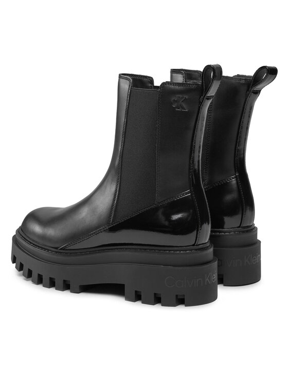 Calvin Klein Jeans Bokacsizma Calvin Klein Jeans Chunky Boot Chelsea Lth Mg Sat YW0YW01286 Fekete