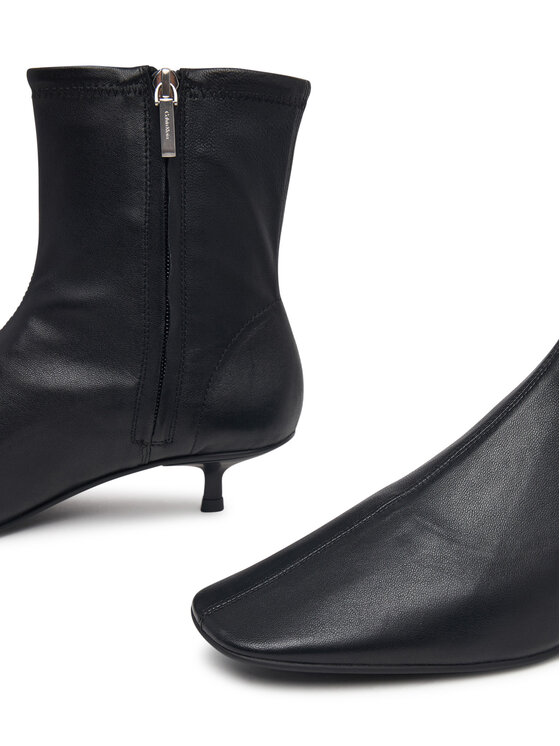 Calvin Klein Botine Calvin Klein Round Kitt Heel Ankle Boot Nappa HW0HW03169 Negru