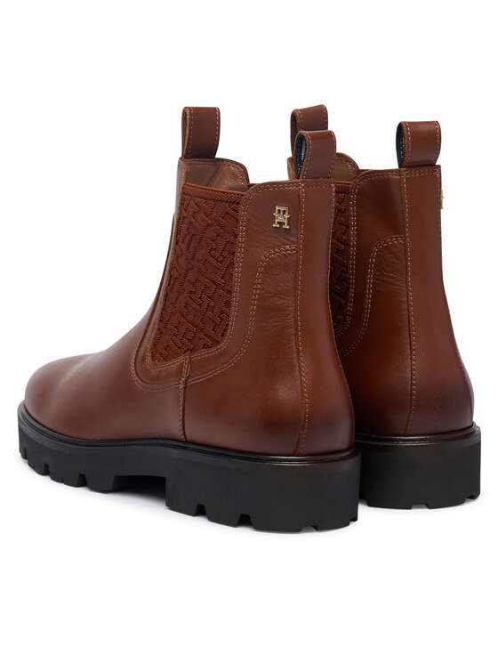 Tommy Hilfiger Štibletai Tommy Hilfiger Th Monogram Leather Chelsea Boot FW0FW09562 Ruda
