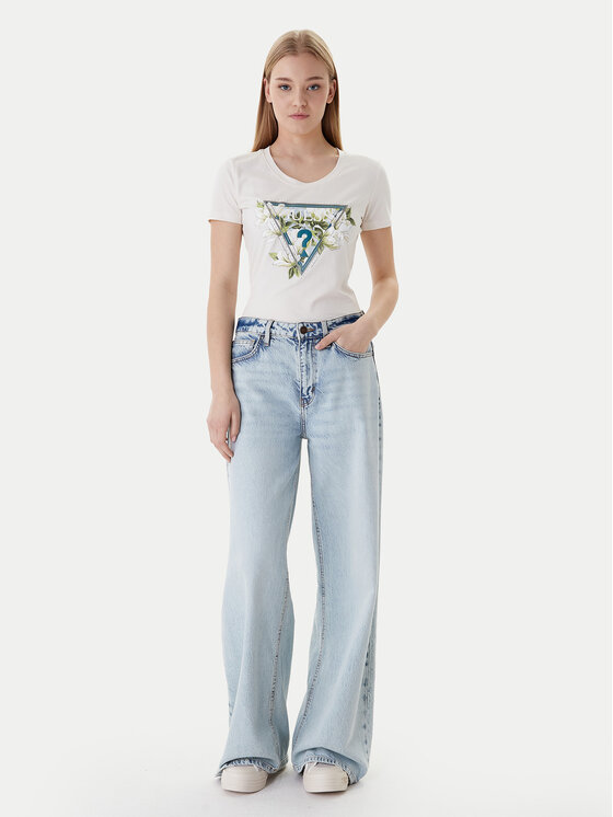 Guess Guess Camiseta W6RI35 J1314 Écru Slim Fit