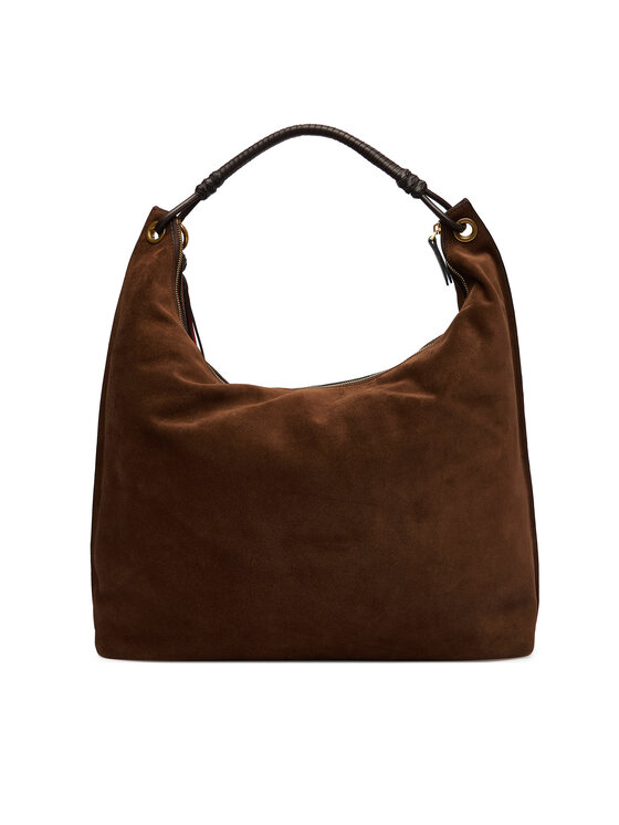 Tommy Hilfiger Torebka Tommy Hilfiger Th Statement Leather Hobo Suede AW0AW18403 Brązowy