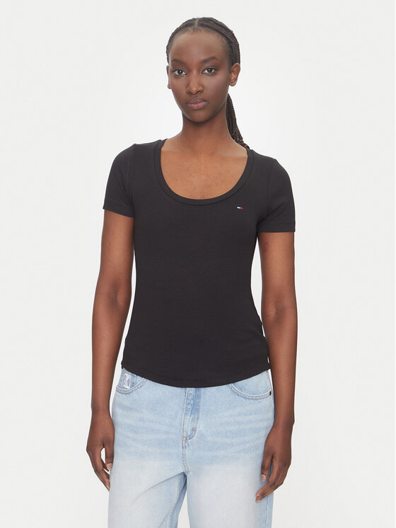 Tommy Jeans Tommy Jeans Majica Essential DW0DW20916 Črna Regular Fit