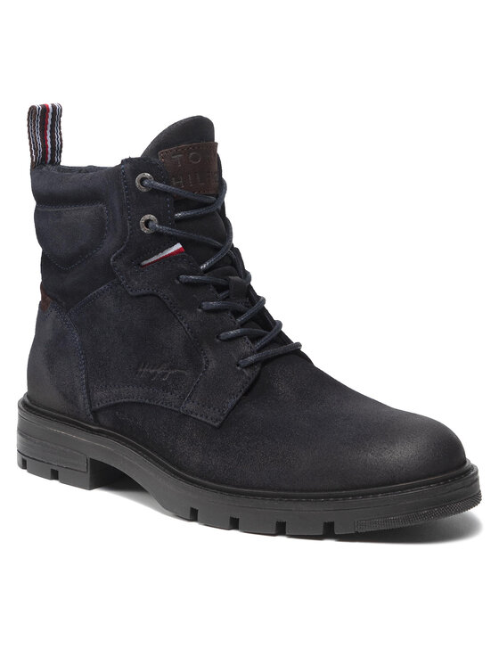 Tommy Hilfiger Zimske čizme Tommy Hilfiger Elevated Padded Suede Boot FM0FM03778 Tamnoplava