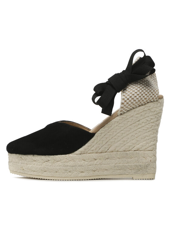 Manebi Еспадрильї Manebi Heart-Shaped Wedge Espadrilles K 1.0 WH Чорний