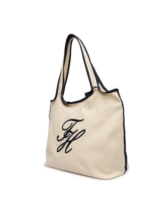 Tommy Hilfiger Дамска чанта Tommy Hilfiger Th Summer Tote Canvas AW0AW18398 Бял