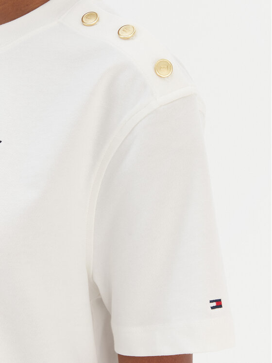 Tommy Hilfiger Tommy Hilfiger Camiseta Script WW0WW47819 Écru Regular Fit