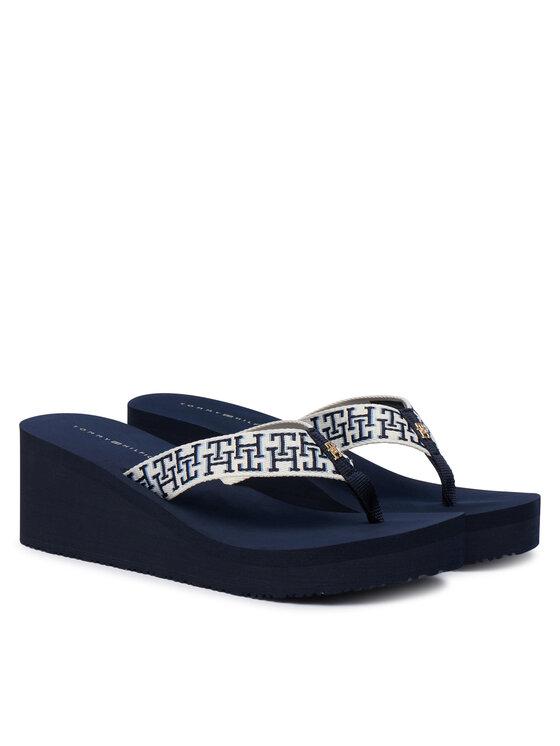 Tommy Hilfiger Flip flop Tommy Hilfiger Wedge Summer Sandal Mono FW0FW09698 Bleumarin