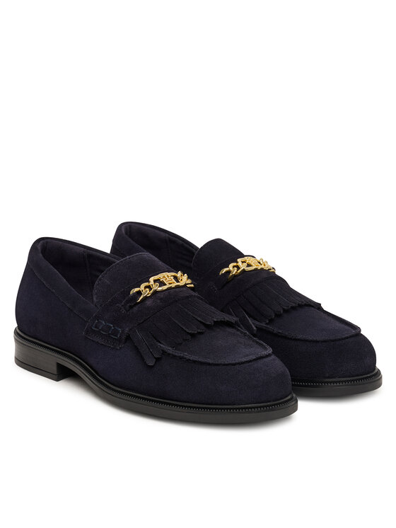 Tommy Hilfiger Loafers Tommy Hilfiger Th Chain Fringe Suede Loafer FW0FW09918 Bleumarin