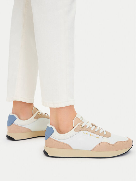 Tommy Hilfiger Sneakersy Tommy Hilfiger Mix Material Runner FW0FW08950 Écru