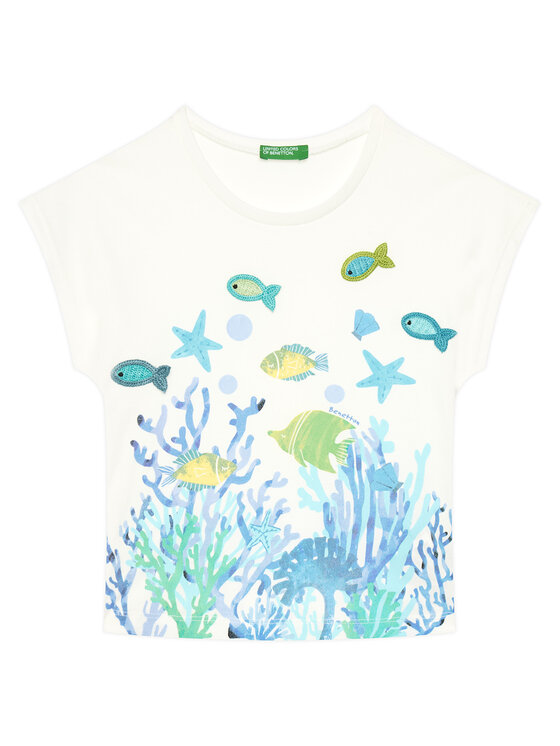 United Colors Of Benetton United Colors Of Benetton Футболка 3I1XG10JH Écru Regular Fit