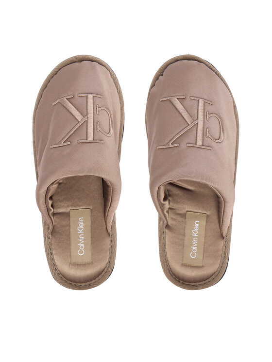 Calvin Klein Jeans Papuče Calvin Klein Jeans Slipper Satin Moire YW0YW02053 Béžová