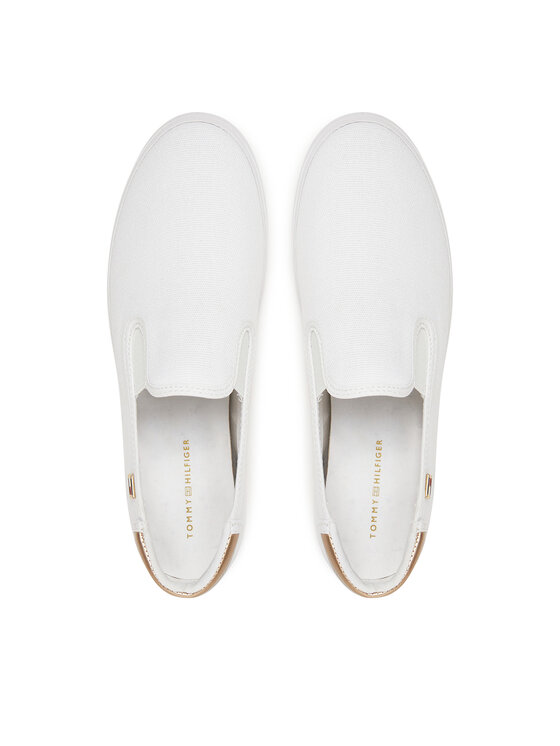Tommy Hilfiger Tenisky Tommy Hilfiger Vulc Canvas Slip-On Sneaker FW0FW08645 Bílá