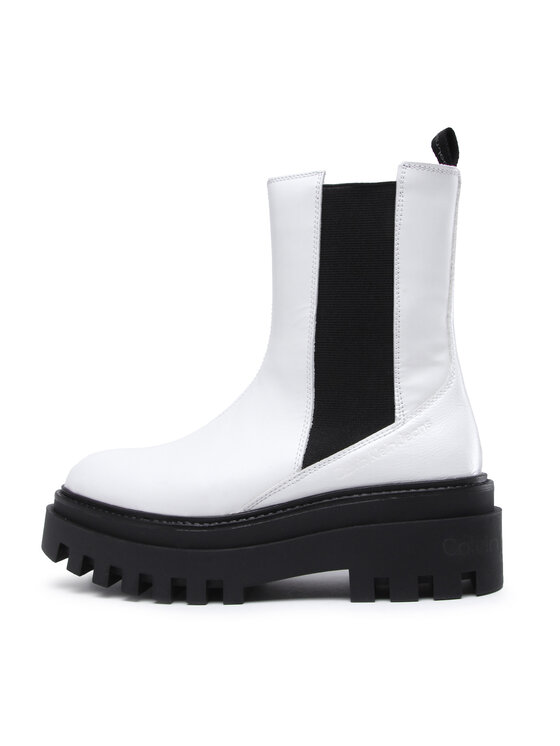Calvin Klein Jeans Členková obuv s elastickým prvkom Calvin Klein Jeans Flatform Chelsea Boot YW0YW00850 Biela