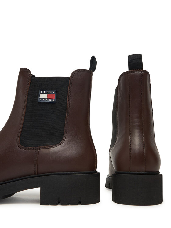 Tommy Jeans Sztyblety Tommy Jeans Tjw Chelsea Leather Boot EN0EN02825 Brązowy