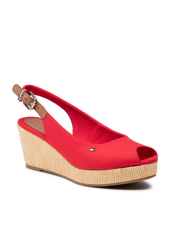 Tommy Hilfiger Espadrile Tommy Hilfiger Iconic Elba Sling Back Wedge FW0FW04788 Rdeča