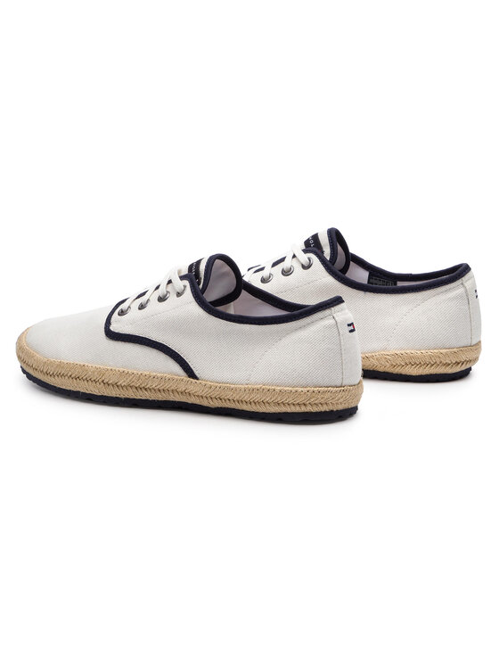 Tommy Hilfiger Espadrilės Tommy Hilfiger Canvas Lace Up Espadrille FM0FM02254 Balta