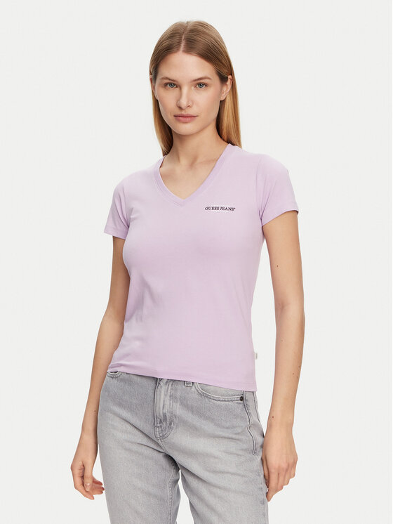 Guess Jeans Guess Jeans Футболка W4YI23 J1314 Фіолетовий Slim Fit