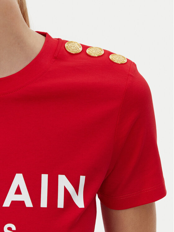 Balmain Balmain Футболка BF1EF005BB02 Червоний Regular Fit