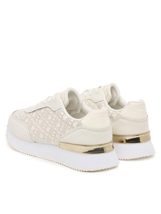 Tommy Hilfiger Laisvalaikio batai Tommy Hilfiger Chic Monogram Runner FW0FW09051 Écru