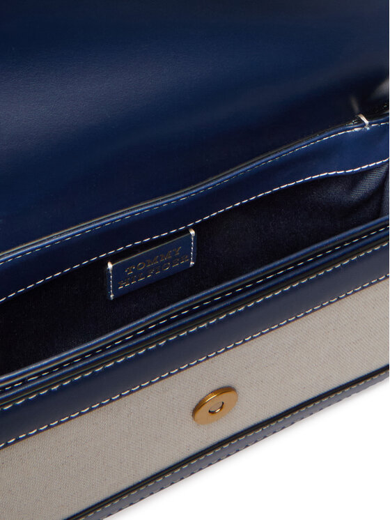 Tommy Hilfiger Borsetta Tommy Hilfiger Th Script Flap Crossover Canvas AW0AW18737 Crema