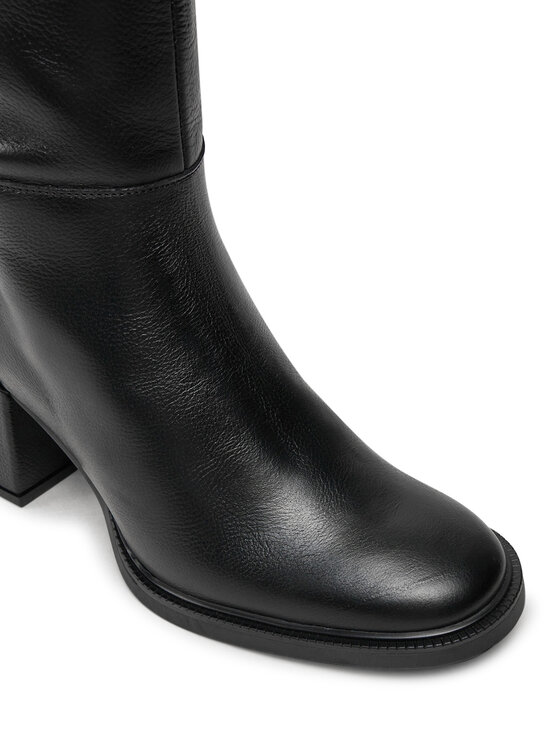 Tommy Hilfiger Zābaki Tommy Hilfiger Long Boot Mid Wrapped Lthr Heel FW0FW08099 Melns