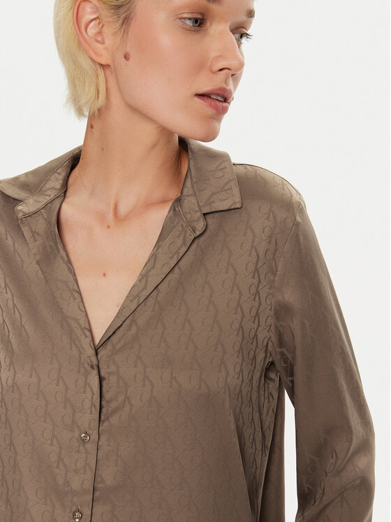 Calvin Klein Calvin Klein Maglietta del pigiama Buttondown 000QS7302E Marrone Regular Fit