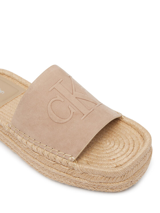 Calvin Klein Espadryle Calvin Klein Flatf Espa Mule Nub Mg HW0HW02890 Beżowy