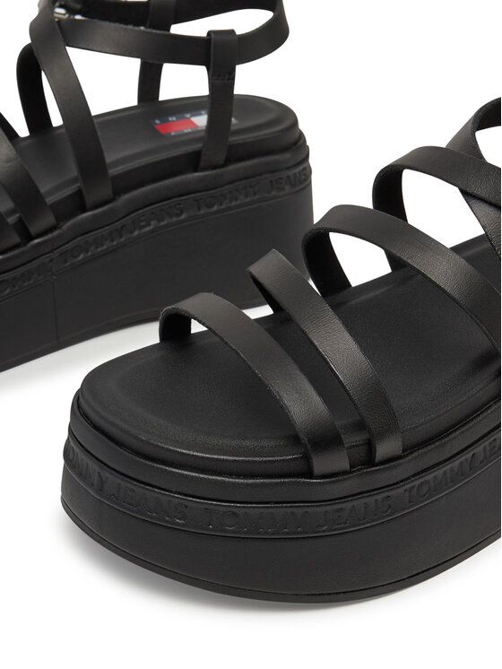 Tommy Jeans Sandale Tommy Jeans Tjw Wedgy Strappy Sandal EN0EN02756 Crna