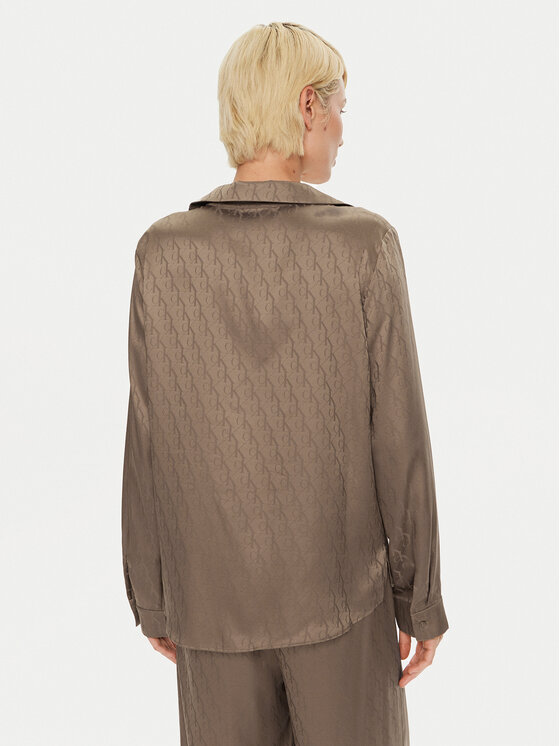 Calvin Klein Calvin Klein Μπλούζα πιτζάμας Buttondown 000QS7302E Καφέ Regular Fit