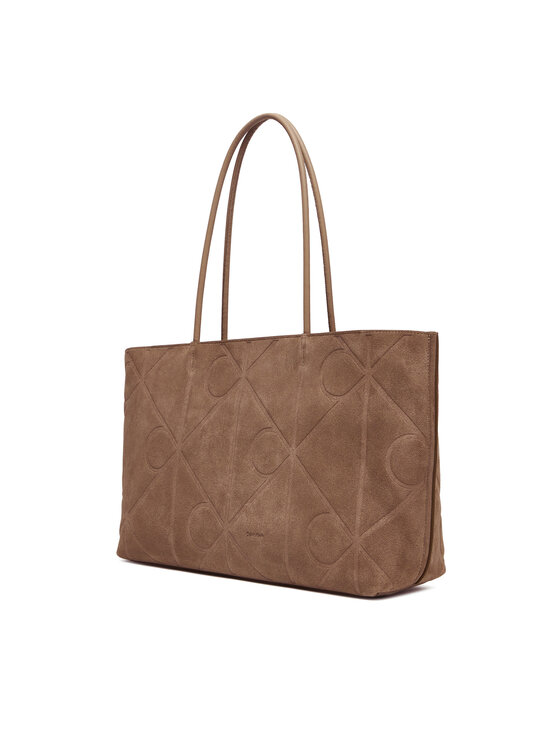 Calvin Klein Geantă Calvin Klein Emblem Aop Embossed Suede Tote LV04F3334G Bej