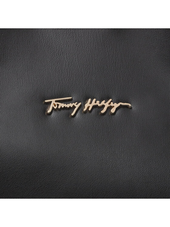 Tommy Hilfiger Ročna torba Tommy Hilfiger Iconic Tommy Satchel Sign AW0AW11103 Črna