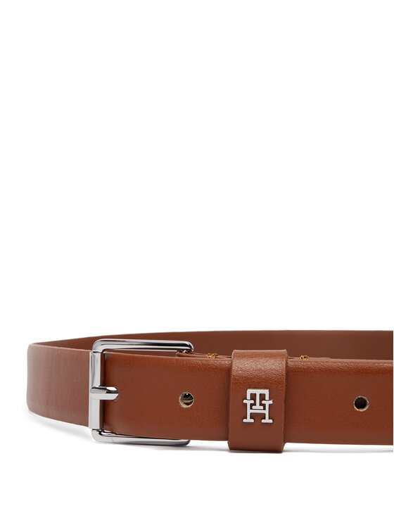 Tommy Hilfiger Cinturón para mujer Tommy Hilfiger Th Square 2.5 Silver AW0AW18651 Marrón