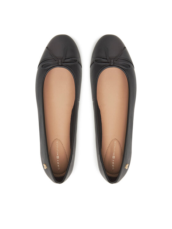 Tommy Hilfiger Baleríny Tommy Hilfiger Toe Cap Leather Ballerina FW0FW08759 Čierna