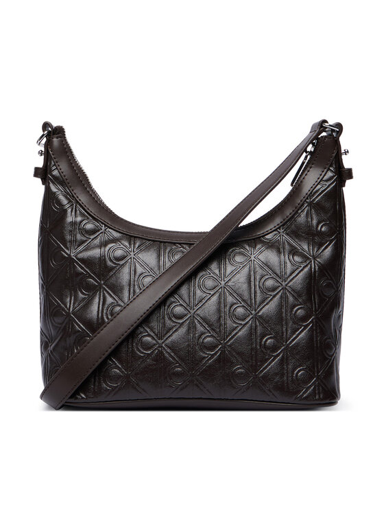 Calvin Klein Ročna torba Calvin Klein Emblem Aop Debossed Shoulder Bag LV04F3874G Rjava