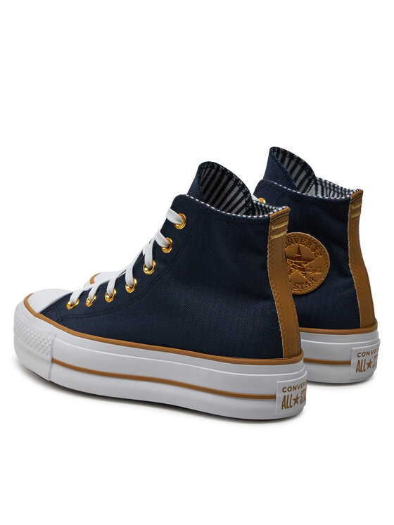 Converse Plátěnky Converse Chuck Taylor All Star Lift Platform Herringbone Stripe A08860C Modrá