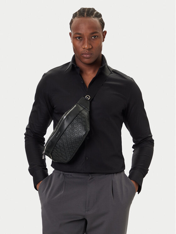 Calvin Klein Jostas soma Calvin Klein Emblem Emboss Waistbag LV04D3205G Melns