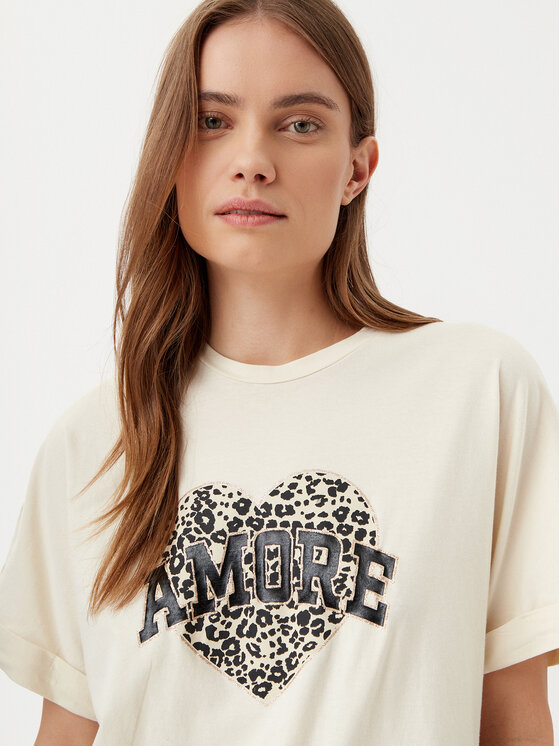 ONLY ONLY Футболка Lucy 15339887 Бежевий Loose Fit
