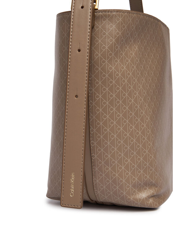 Calvin Klein Borsetta Calvin Klein Emblem Aop Medium Bucket LV04F3365G Beige