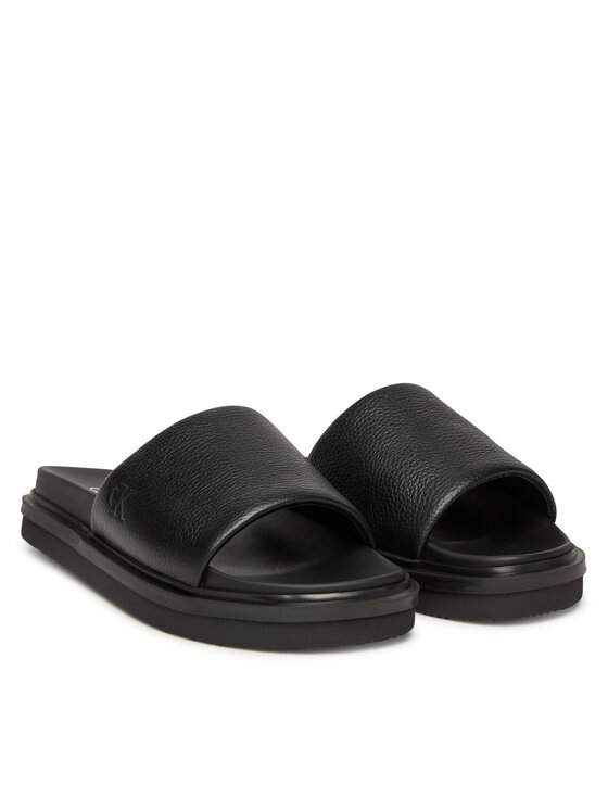 Calvin Klein Jeans Chanclas Calvin Klein Jeans Flat Molded Slide Sandal Lth YM0YM01225 Negro