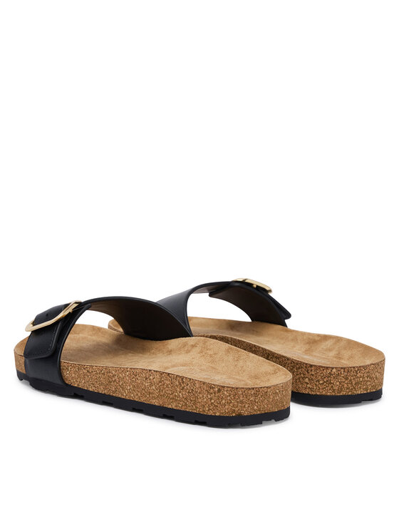 Tommy Hilfiger Παντόφλες Tommy Hilfiger Cork Footbed Slip-On Sandals FW0FW09344 Μαύρο