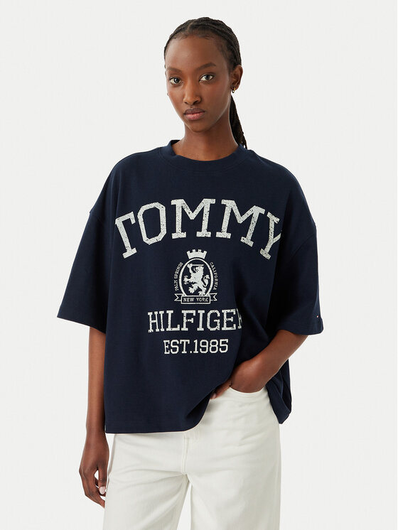 Tommy Hilfiger Tommy Hilfiger Camiseta Varsity WW0WW50940 Azul marino Relaxed Fit